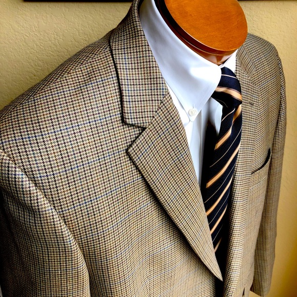 Ralph Lauren Silk & Wool Houndstooth Jacket 46R